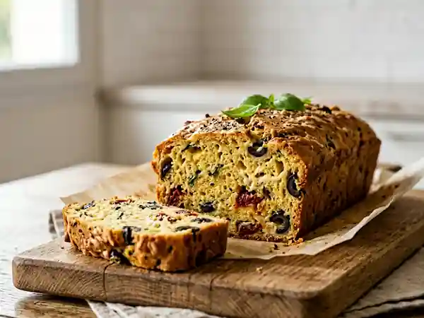 Cake ensoleillé aux olives et tomates - Photo de présentation