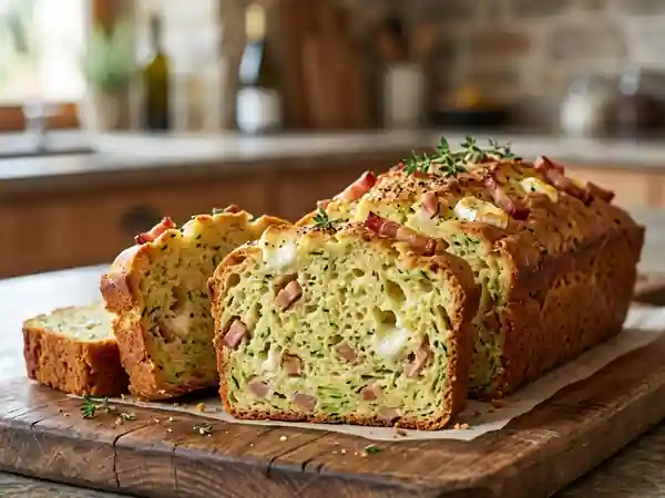 Cake Fondant Courgette, Chèvre et Lardons - Photo de présentation