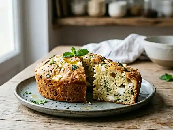 Cake moelleux à la feta et à la menthe fraîche - Photo de présentation