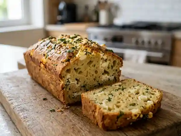 Cake moelleux à la feta et au basilic frais - Photo de présentation