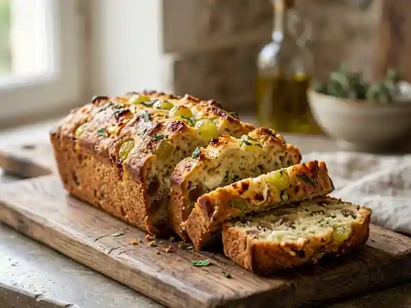 Cake moelleux au chèvre, raisin et menthe - Photo de présentation