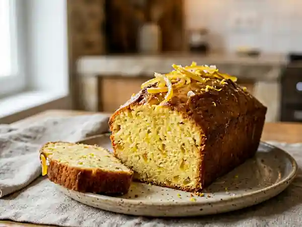 Cake fondant au citron et écorces confites - Photo de présentation