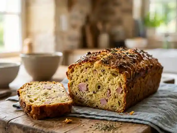 Cake moelleux au jambon et olives vertes - Photo de présentation