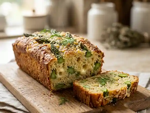 Cake moelleux aux asperges vertes et Comté fondant - Photo de présentation