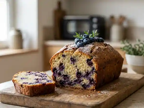 Cake moelleux aux myrtilles fraîches - Photo de présentation