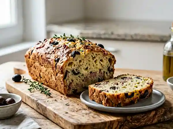 Cake moelleux aux olives et lardons : recette facile et gourmande - Photo de présentation