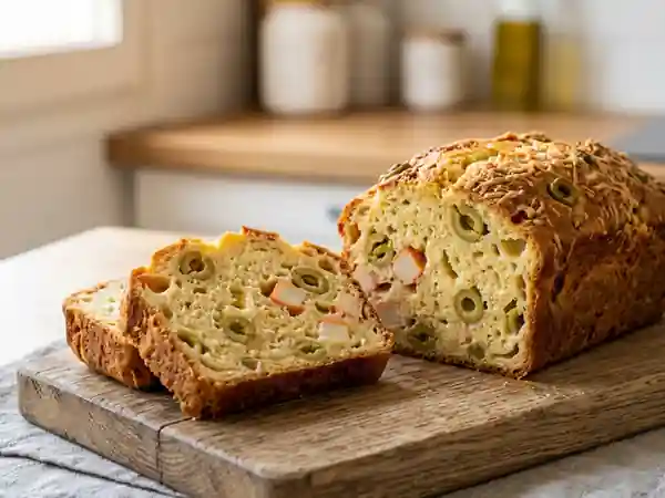 Cake salé fondant aux olives et surimi - Photo de présentation