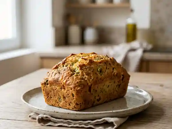 Cake moelleux aux olives vertes et herbes de Provence - Photo de présentation