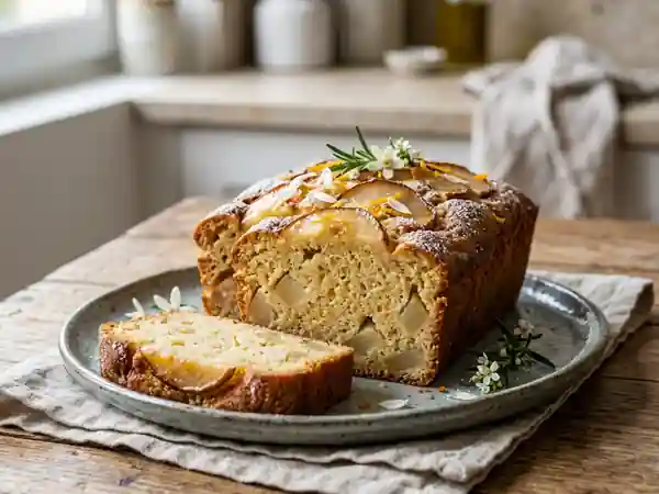 Cake fondant poire et fleur d'oranger - Photo de présentation
