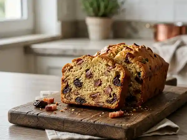 Cake moelleux aux pruneaux et lardons fumés - Photo de présentation