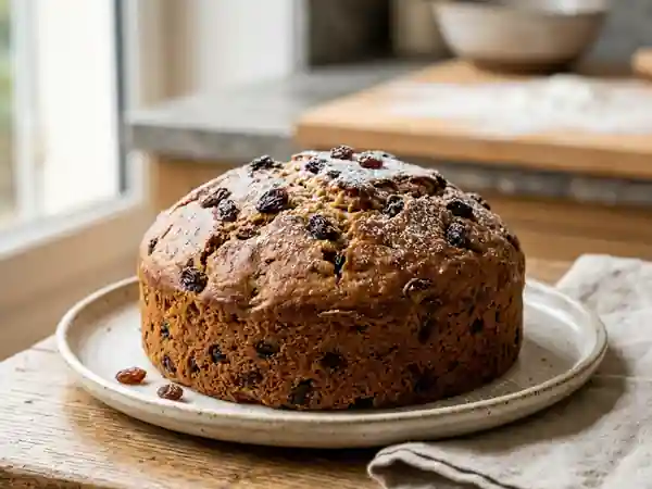 Cake moelleux aux raisins secs et épices douces - Photo de présentation