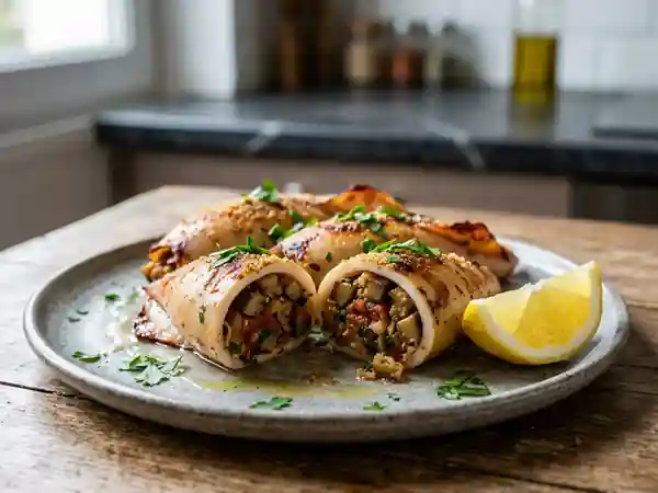 Calmars farcis aux aubergines : recette gourmande et savoureuse - Photo de présentation