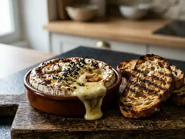 Camembert rôti à la braise et Armagnac coulant - Photo de présentation