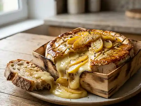 Camembert rôti au Calvados et pommes miel - Photo de présentation