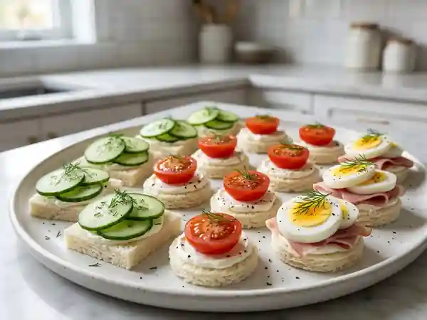Canapés Fondants au Fromage Frais et Crudités - Photo de présentation