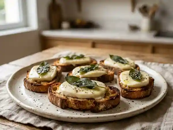 Canapés croustillants mozzarella et sauge - Photo de présentation