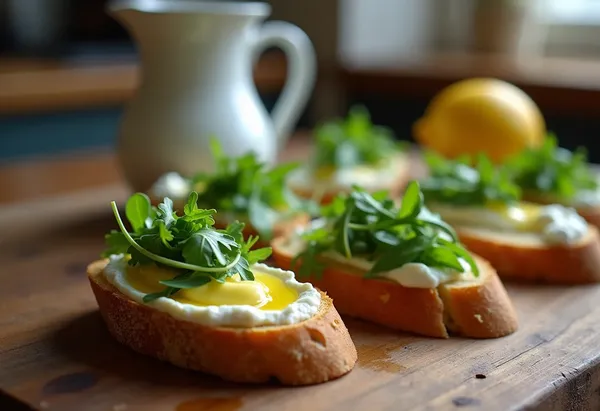 Canapés gourmands à la roquette et fromage frais