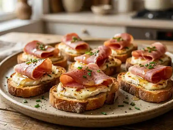 Canapés gourmands au chèvre et jambon fumé : apéritif facile et savoureux - Photo de présentation