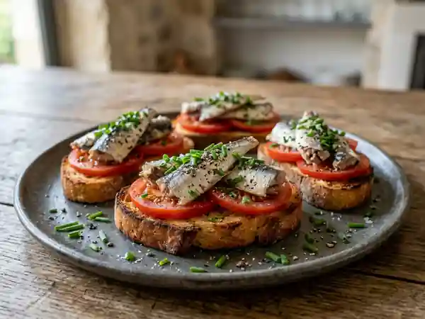 Tartines croustillantes sardine et tomate - Photo de présentation