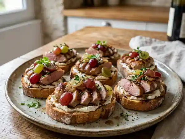 Canapés gourmands de cailles aux raisins frais - Photo de présentation