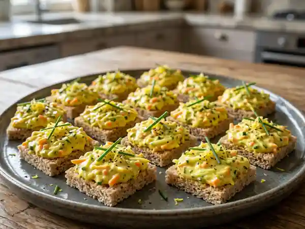 Canapés végétariens au curry et Carré Frais : apéritif gourmand et frais - Photo de présentation