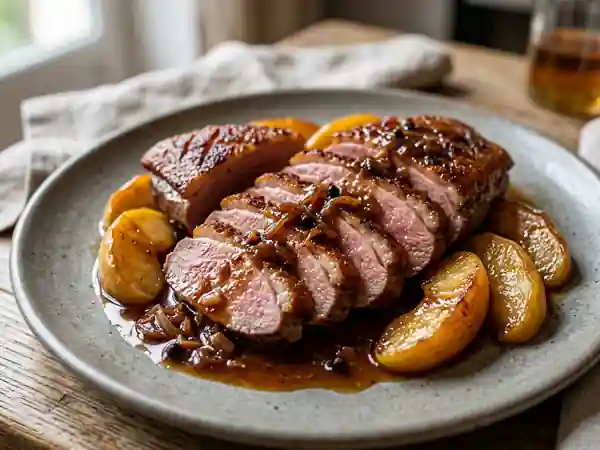 Magret de canard rôti au cidre et pommes - Photo de présentation