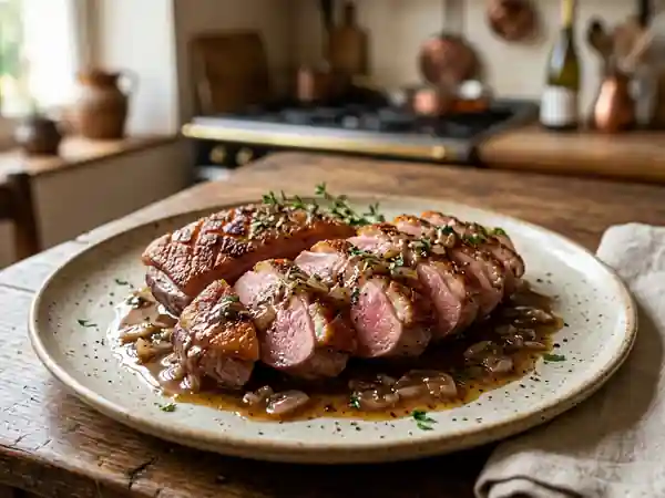 Magret de canard fondant, sauce au Muscadet - Photo de présentation