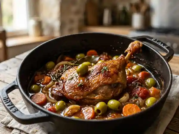 Canard fondant aux olives et vin blanc - Photo de présentation
