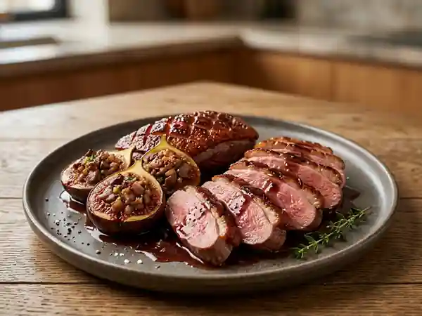 Magret de canard et figues farcies au foie - Photo de présentation
