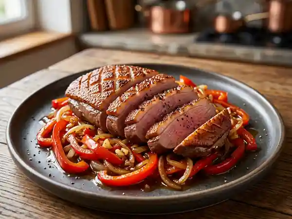 Canard laqué au miel et poivrons croquants - Photo de présentation