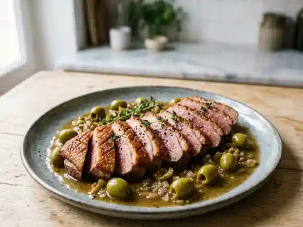 Canard sauvage aux olives vertes et thym - Photo de présentation