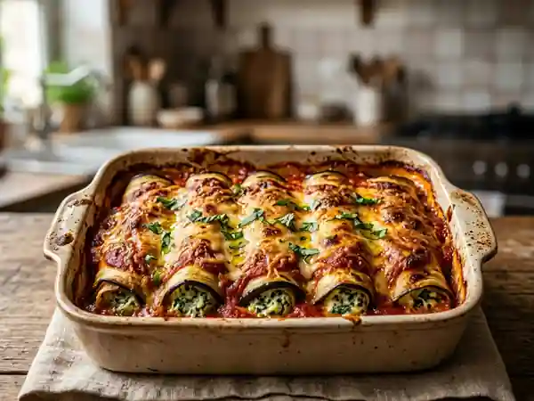 Cannelloni d'aubergine fondants ricotta-épinards - Photo de présentation