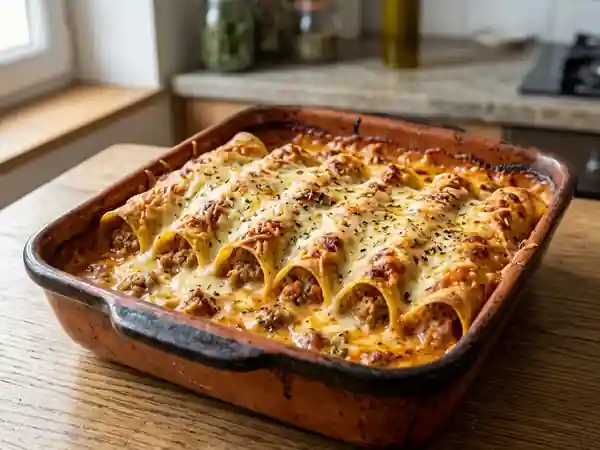 Cannellonis gratinés à la chair à saucisse - Photo de présentation