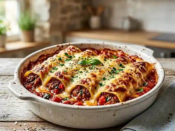 Cannellonis fondants au bœuf et gratinés - Photo de présentation