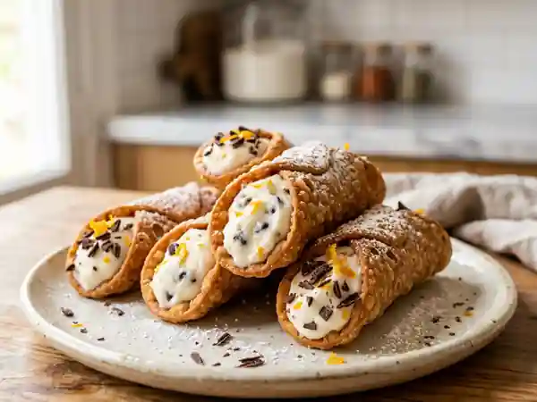 Cannoli Sicilien Traditionnel : Dessert Italien Authentique et Gourmand - Photo de présentation