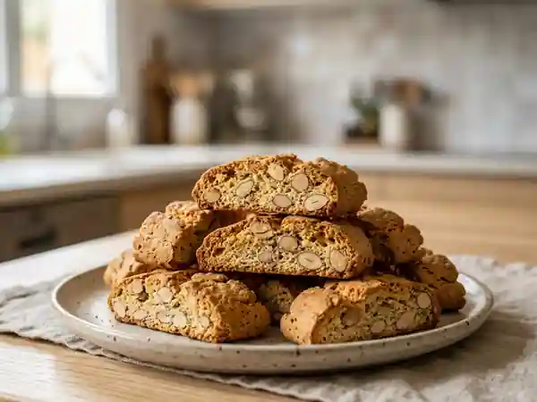 Cantuccini croquants aux amandes, recette traditionnelle italienne - Photo de présentation