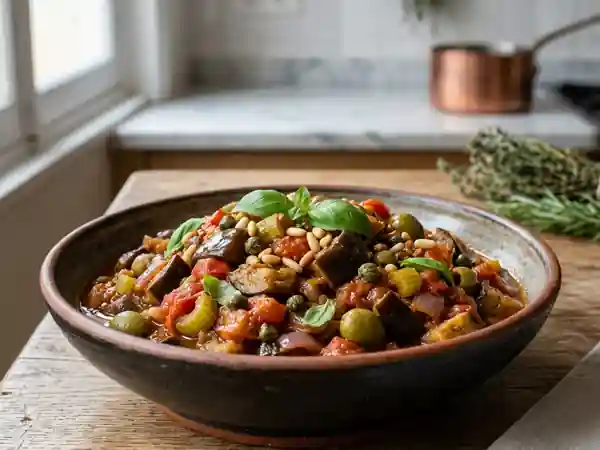 Caponata sicilienne fondante et acidulée - Photo de présentation