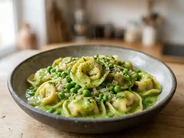 Cappelletti au jambon, crème onctueuse de pois - Photo de présentation