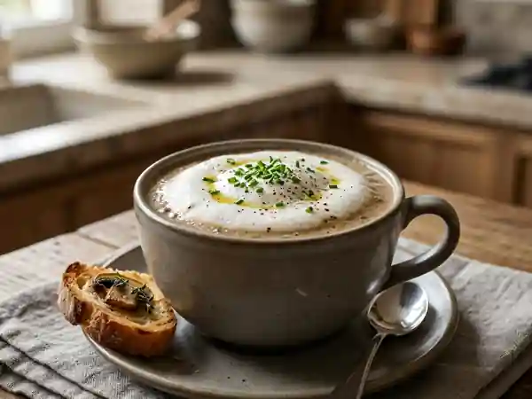 Cappuccino de champignons crémeux et gourmand - Photo de présentation