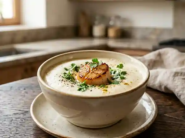 Cappuccino de Saint-Jacques au curry soyeux - Photo de présentation