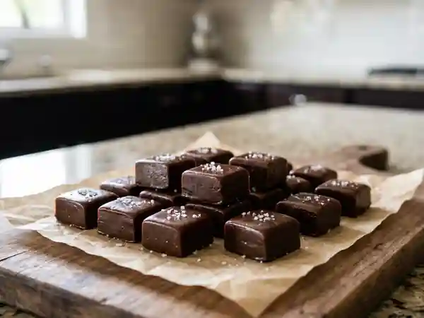Caramels fondants au chocolat noir et sel - Photo de présentation