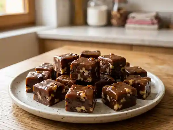 Caramels fondants au chocolat et noix - Photo de présentation