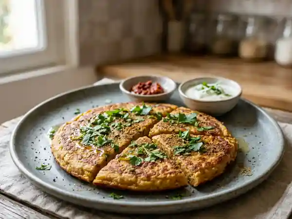 Carentica dorée au cumin et pois chiches - Photo de présentation
