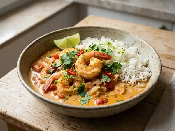Cari de crevettes onctueux au lait de coco - Photo de présentation