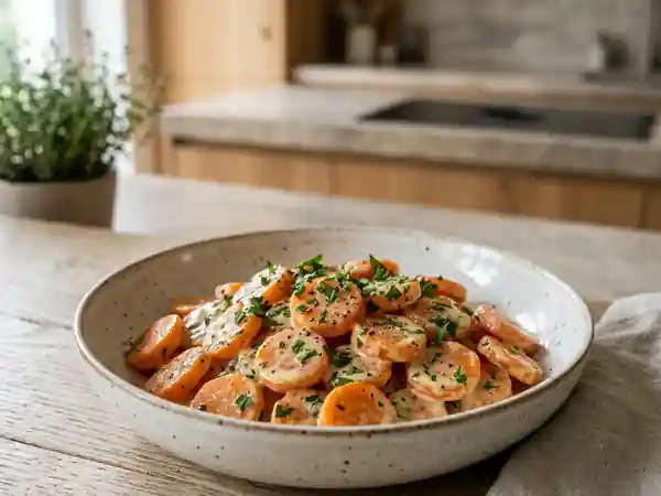 Carottes fondantes à la crème et persillade fraîche - Photo de présentation