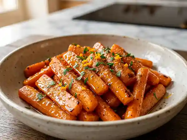 Carottes glacées au miel : recette facile et savoureuse - Photo de présentation