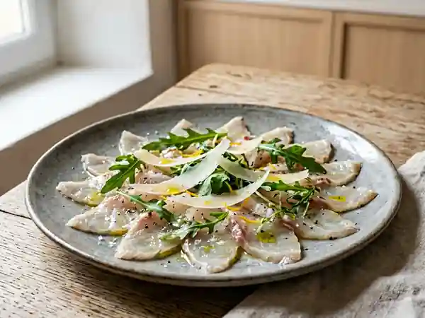 Carpaccio de bar fondant aux agrumes - Photo de présentation