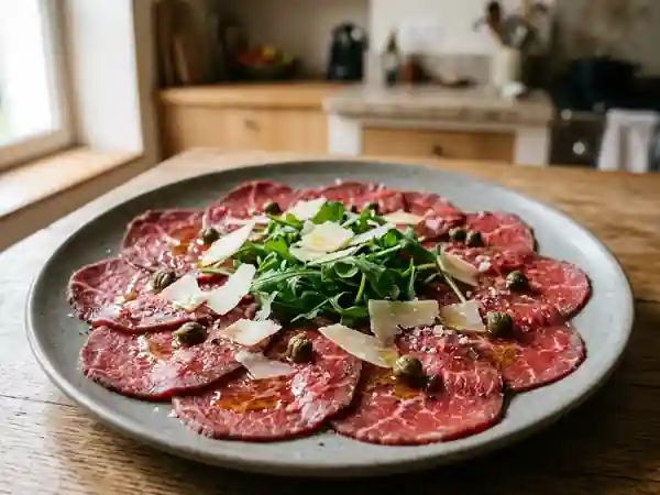 Carpaccio de bœuf fondant au parmesan - Photo de présentation