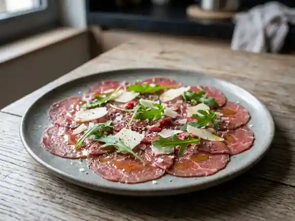 Carpaccio de bœuf fondant au parmesan - Photo de présentation