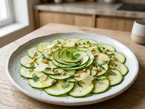 Carpaccio de courgettes croquant au parmesan - Photo de présentation